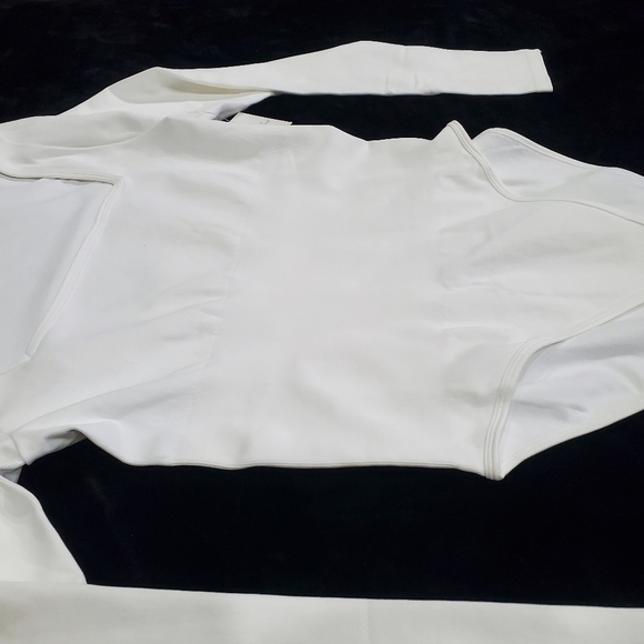 Tummy Control Shapewear White Square Neck Long Sleeve Top - Picture 4 of 7